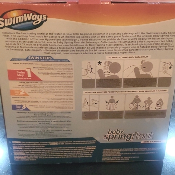 SwimWays Baby Spring Float Sun Canopy-Blue Shark Swim Step 1 9-24 Months UPF 50+ - Picture 2 of 2